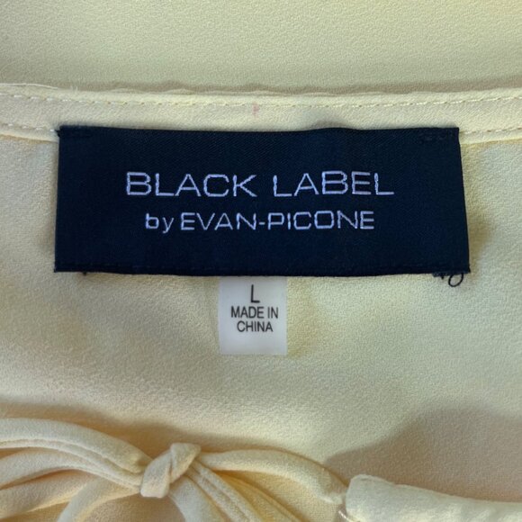 Black Label By Evan-Picone Sleeveless Shirt Large Yellow Tie Neck New - Picture 6 of 8